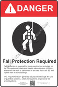 12x18 DANGER FALL PROTECTION REQUIRED Sign