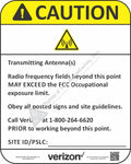 7.5x6 NEW VERIZON RF CAUTION Sign